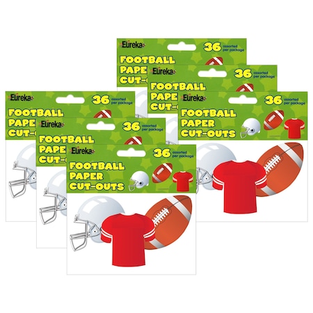 Eureka Football Assorted Cut Outs, 36 Pieces, PK6 841258